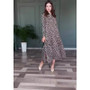 Women Autumn Elegant Belted Leopard Print Dress