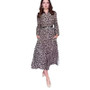 Women Autumn Elegant Belted Leopard Print Dress