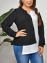 Plus Size Women Color Block Irregular Long Sleeve Shirt