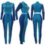 Women Autumn and Winter Casual Color Block Long Sleeve Top and Pant Two-piece Set