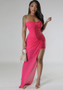 Women's Strapless Slit Sequin Dress