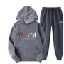 Casual Sports Print Two Piece Men's Hoodies Set