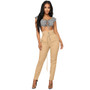 Women's Fitted Solid Color High Waist Pants With Belt