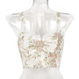 Lace and embroidery chiffon Tight Fitting suspenders shaping vest