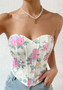 Sexy Low Cut Low Back Flower Wrapped Chest Rhombus Fishbone Tunic Vest