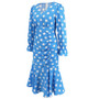 Sexy Polka Dot V-Neck Long Sleeve Dress Pleated Mermaid Dress Slim Chic Mid Length Dress Plus Size