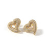 Zircon Hollow Heart Print Earrings Retro Light Luxury Fashion Hip-Hop Stud Earrings Exaggerated Style Earrings