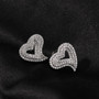 Zircon Hollow Heart Print Earrings Retro Light Luxury Fashion Hip-Hop Stud Earrings Exaggerated Style Earrings