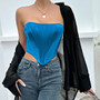 Shiny Strapless Diamond Crop Low Back Herringbone Wrapped Tank Top