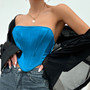 Shiny Strapless Diamond Crop Low Back Herringbone Wrapped Tank Top