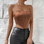 Shiny Strapless Diamond Crop Low Back Herringbone Wrapped Tank Top