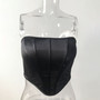 Shiny Strapless Diamond Crop Low Back Herringbone Wrapped Tank Top