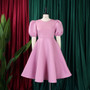 Women Round Neck Puff Sleeve Dress