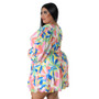 Plus Size Women Loose Long Sleeve Fashion Chiffon Dress