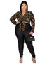 Plus Size Women Leopard Tie Shirt