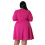 Plus Size Women Short Sleeve Solid Tie Dress