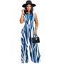 Women Printed Sleeveless Bodysuit Wide-leg Pants Two-Piece Set