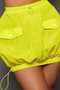 Women Solid Elastic Waist Pocket Mini Skirt