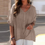 Women v-neck short-sleeved loose shirt