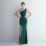 Press-folded beading one-shoulder slim-fit fishtail wedding dress