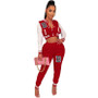 Women's Letter Print Casual Two-Piece Patchwork Tracksuit