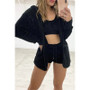 Loungewear Long Sleeve Plush Fashion Casual Three-Piece Jacket Tank Top Shorts Tracksuit