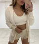 Loungewear Long Sleeve Plush Fashion Casual Three-Piece Jacket Tank Top Shorts Tracksuit