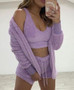 Loungewear Long Sleeve Plush Fashion Casual Three-Piece Jacket Tank Top Shorts Tracksuit