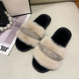 Fluffy Crystal Diamond Flat Slippers