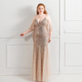 Elegant Straps V-Neck Solid Sequin Plus Size Beauty Long Formal Party Evening Dress