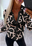 Plus Size Women Fall Sexy V-Neck Printed Shirt