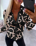 Plus Size Women Fall Sexy V-Neck Printed Shirt