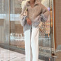 Women sequined V-neck sweater