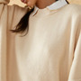 Women Autumn and Winter Loose Knitting Long Sleeve Slit Round Neck Sweater