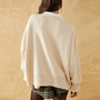 Women Autumn and Winter Loose Knitting Long Sleeve Slit Round Neck Sweater