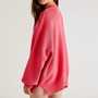 Women Autumn and Winter Loose Knitting Long Sleeve Slit Round Neck Sweater