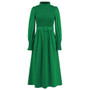 Women Solid Color Slim Stand Collar Slim Fit Chic Maxi Dress