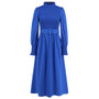 Women Solid Color Slim Stand Collar Slim Fit Chic Maxi Dress