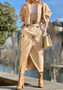 Autumn Versatile Casual Chic Button Belt  Cargo Suit Two Piece Skirt Set