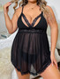 Plus Size Sexy Pajamas One Piece See-Through Straps Nightdress