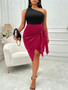 Plus Size Women Sexy Solid Patchwork Slash Shoulder Bodycon Dress