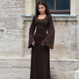 Women Autumn Loose U-neck Lace-up Long Sleeve Dress