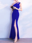 Women One Shoulder Cutout Formal Party Maxi Mermaid Evening Dress