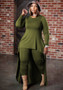 Plus Size Women Casual Long Sleeve Top and Pant Two Piece