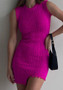 Women Fringed Round Neck Irregular Sleeveless Bodycon Dress