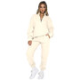 Fall Winter Solid Stand Collar Zip Pullover Long Sleeve Sweashirt Two Piece Fashion Pants Set Tracksuit