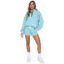 Autumn And Winter Corduroy Solid Color Round Neck Pullover Long Sleeve Two-Piece Shorts Set Fashion Women Tracksuit