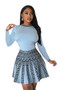 Fashionable Round Neck long-sleeved Knitting pleated dress for women