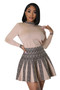 Fashionable Round Neck long-sleeved Knitting pleated dress for women