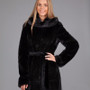 Faux Fur Coat Women's Maxi Black Belted Warm Jacket